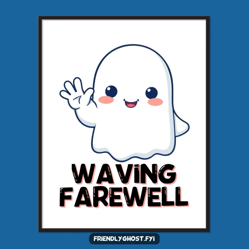 Funny Ghost Wave Digital Art - Printable Farewell Decor, Gift