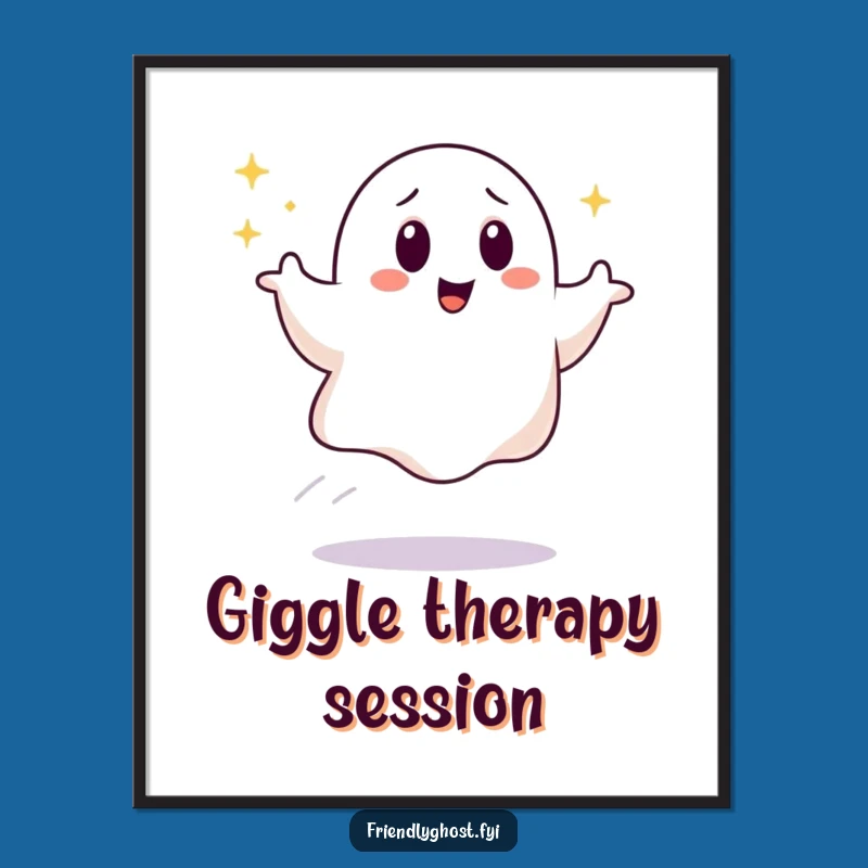 Funny Giggling Ghost Digital Art: Bouncing Sparkle Download, Instant Funny Gift