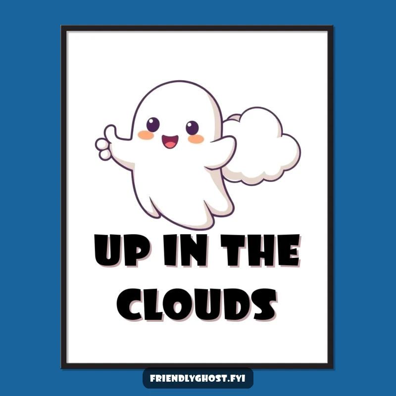 Funny Happy Ghost Digital Art - Instant Cheerful Decor Gift