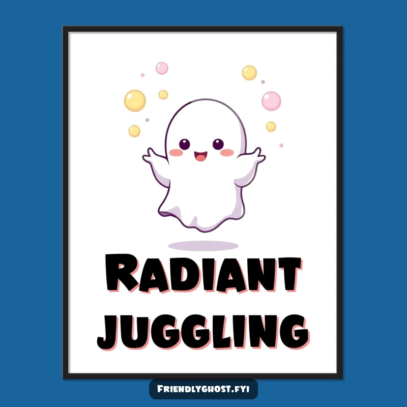 Funny Juggling Ghost Digital Art: Energetic Whimsy for Your Walls Gift