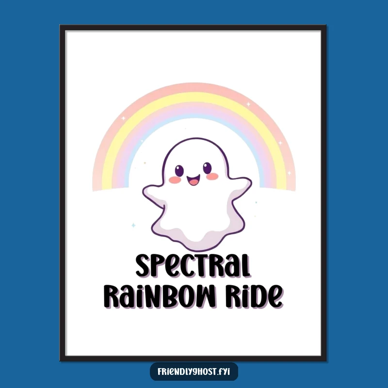 Funny Rainbow Ghost Digital Art: Whimsical Decor for Your Space!