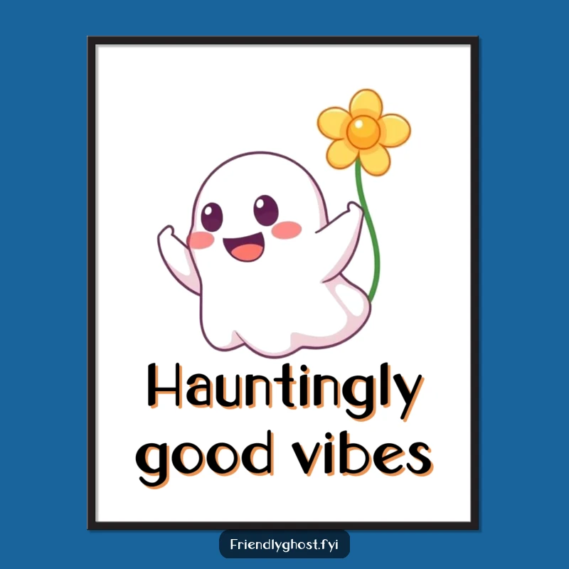 Funny Ghost Booping Flower Digital Art - Instant Cheerful Decor Gift