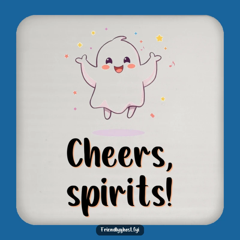 Funny Smiling Ghost Confetti Drink Coaster: Add Spectral Fun to Your Drinks