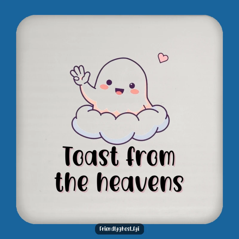 Funny Friendly Ghost Cloud Drink Coaster - Cheerful Protection for Your Surfaces