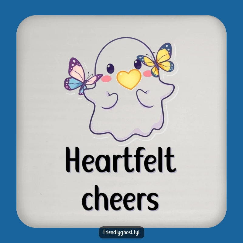Funny Friendly Ghost Heart Coaster: Kind Character Protector for Tables