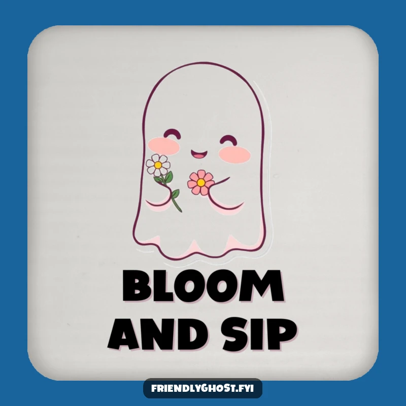 Funny Ghost Blush Coasters: Protect Surfaces with Floral Sweetness Gift