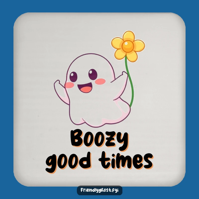 Funny Ghost Booping Flower Coaster Set - Protect Surfaces with Humor