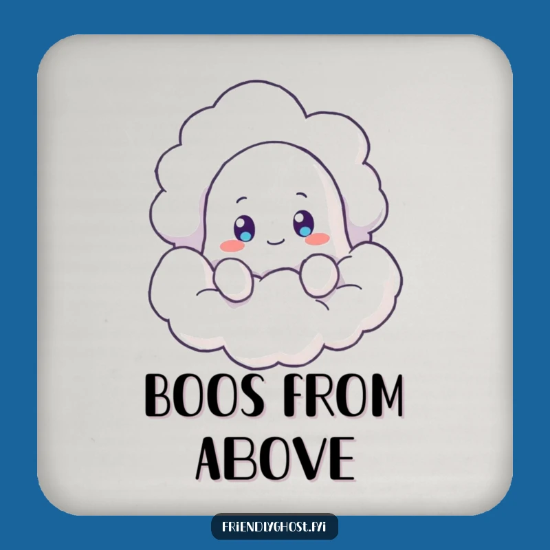 Funny Ghost Cloud Peek Coaster: Protect Surfaces with Curiosity, Fun Funny Gift