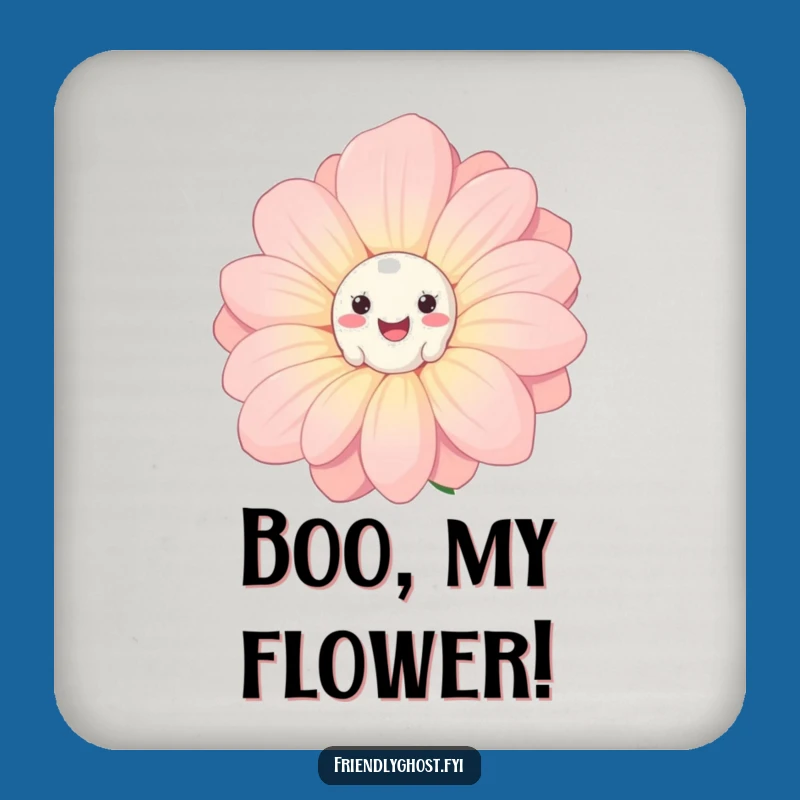 Funny Ghost Flower Coaster: Spooky Peek Surface Protection for Humorous Tables
