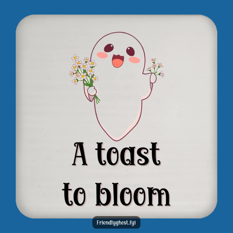 Funny Ghost Flowers Drink Coaster: Protect Surfaces with Joy!