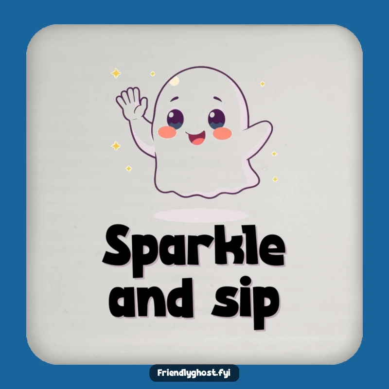 Funny Ghost Sparkle Coaster: Protect Surfaces with Hilarious Magic