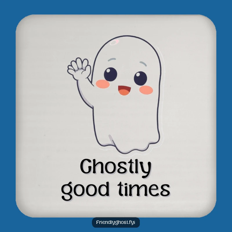 Funny Ghost Wave Coaster: Cheerful Phantom Pal - Humorous Drink Gift