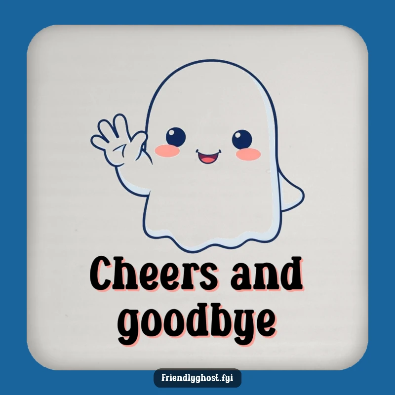 Funny Ghost Wave Drink Coaster - Friendly Farewell Table Protector, Gift