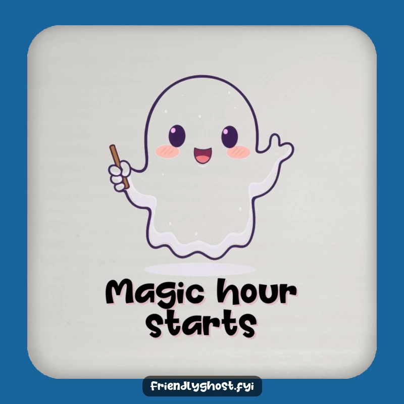Funny Ghost Waving Wand Coaster Set - Protect Surfaces with Magic