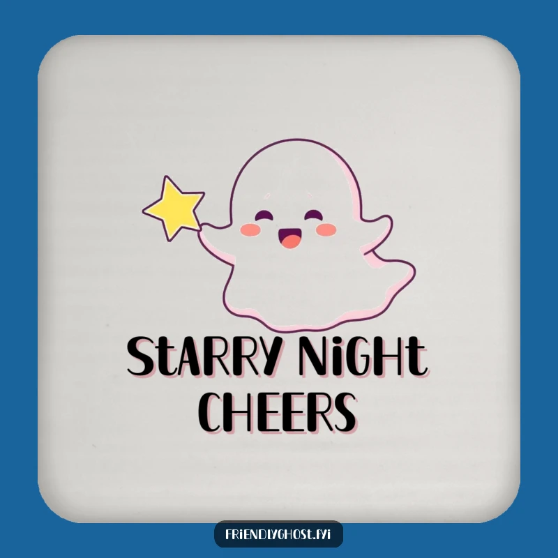 Funny Joyful Ghost Star Drink Coaster - Whimsical Protection for Your Surfaces