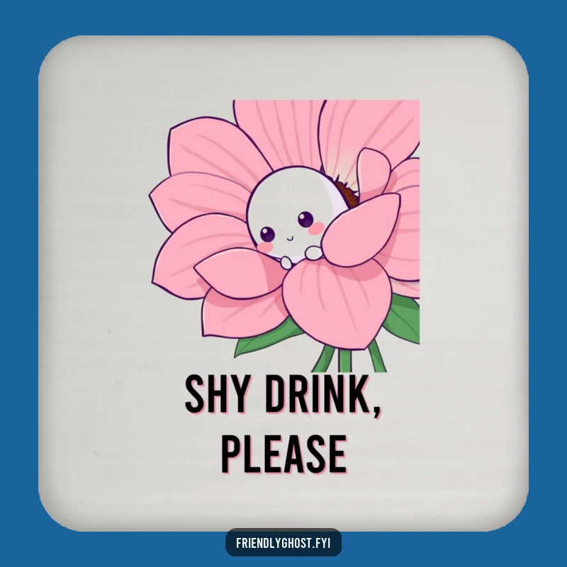 Funny Shy Ghost Flower Coaster: Playful Character Protector for Tables