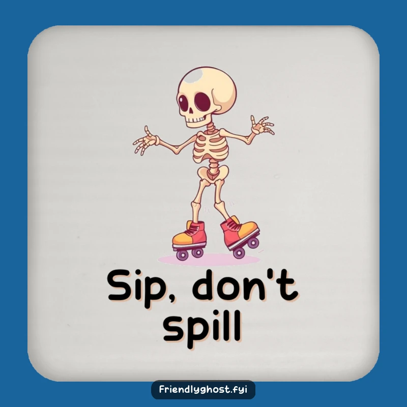 Funny Skeleton Skater Coaster: Protect Surfaces with Wobbling Charm