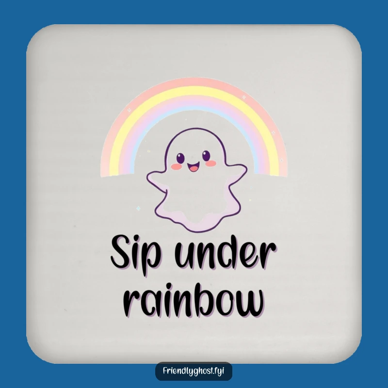 Funny Rainbow Ghost Coaster: Protect Surfaces with Magical Style!
