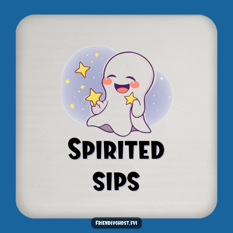 Funny Ghost Child Star Drink Coaster - Giggling Ghost Table Protector, Gift