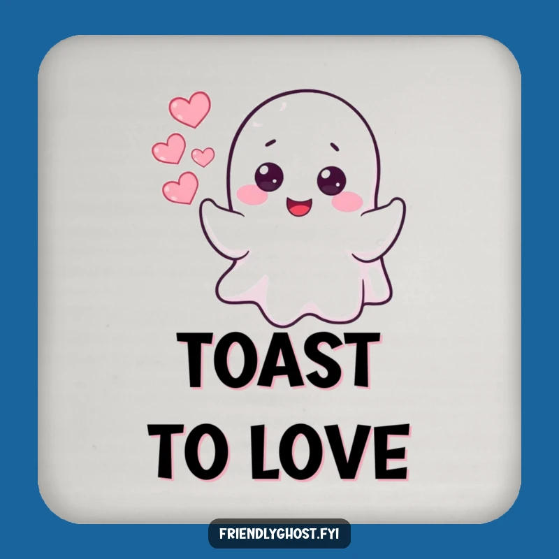 Funny Ghost Heart Bubbles Drink Coaster: Protect Surfaces with Love!