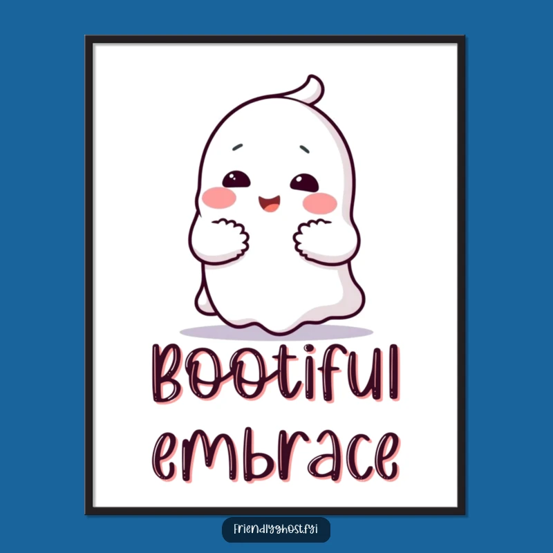 Funny Ghost Hug Poster: Cheerful Art for Cozy Spaces Gift
