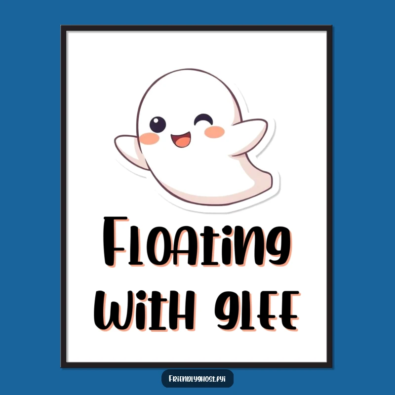 Funny Ghost Decor Poster: Character's Aerial Fun for a Hilarious Wall Art Gift