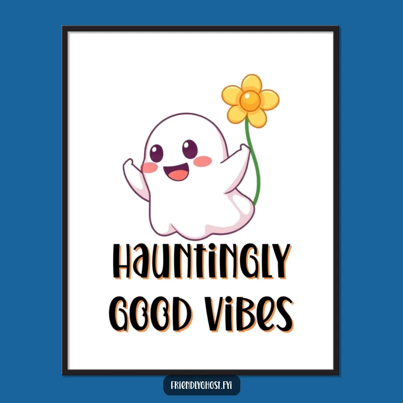 Funny Ghost Booping Flower Poster - Whimsical Wall Art Gift