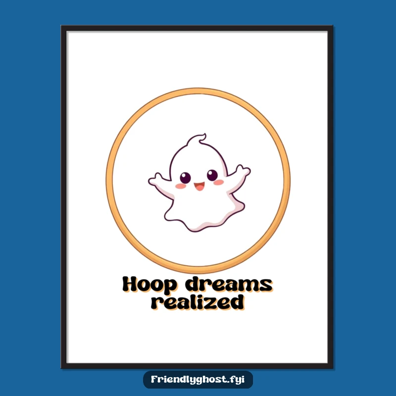 Funny Ghost Hoop Poster: Dynamic Wall Art and Humorous Ghost Gift