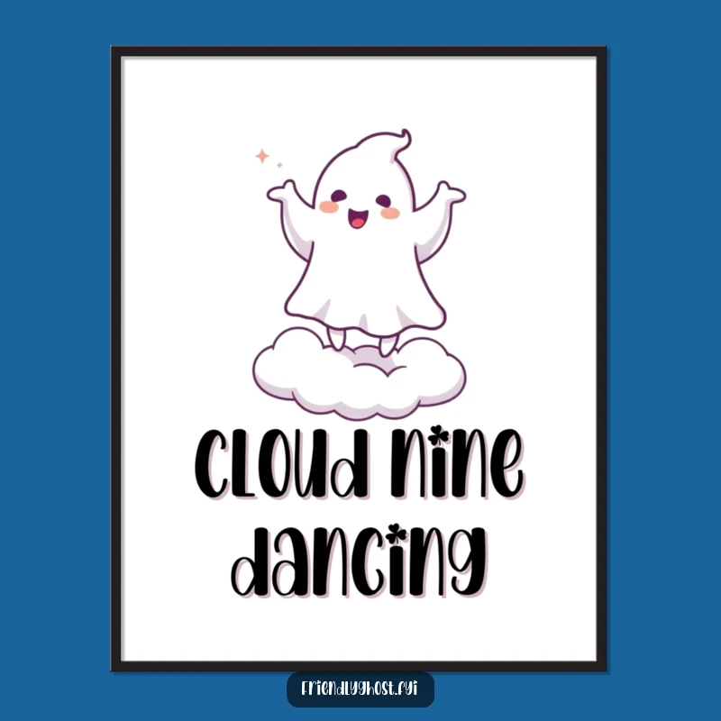 Funny Ghost Jigging Poster: Hilarious Spooky Art for Cheerful Decor