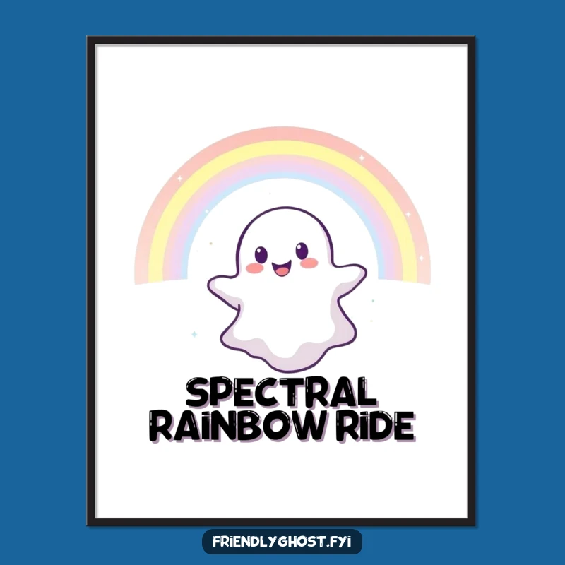 Funny Rainbow Ghost Poster: Whimsical Wall Art for a Magical Space!