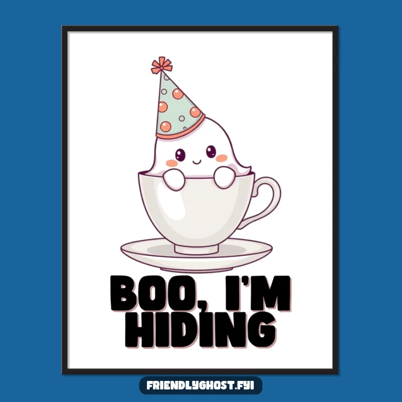 Funny Shy Ghost Party Poster: Adorable Wall Art for a Touch of Whimsy