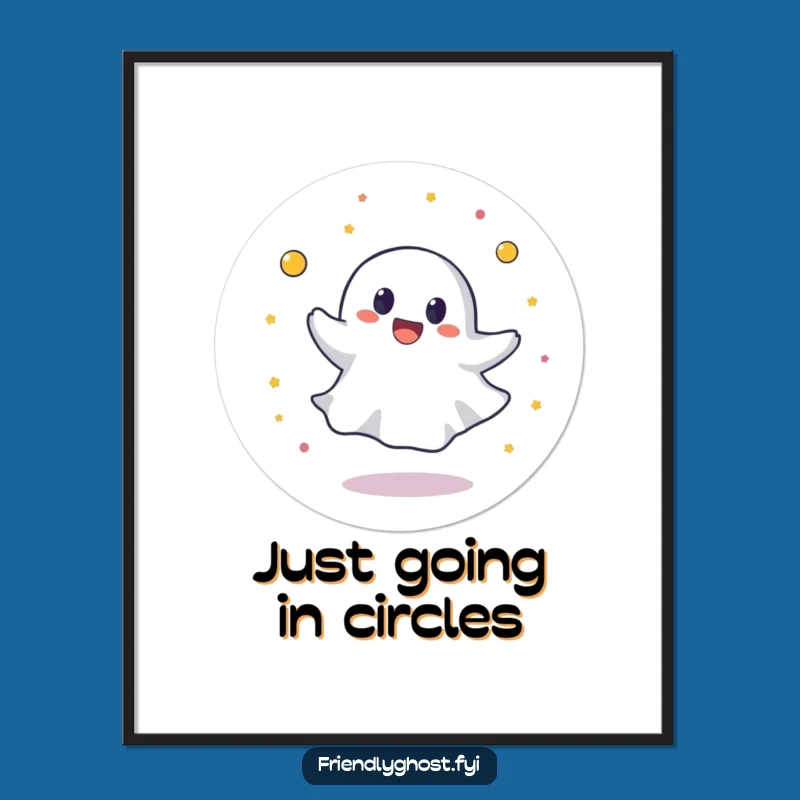 Funny Spinning Ghost Poster: Joyful Wall Art for Your Space