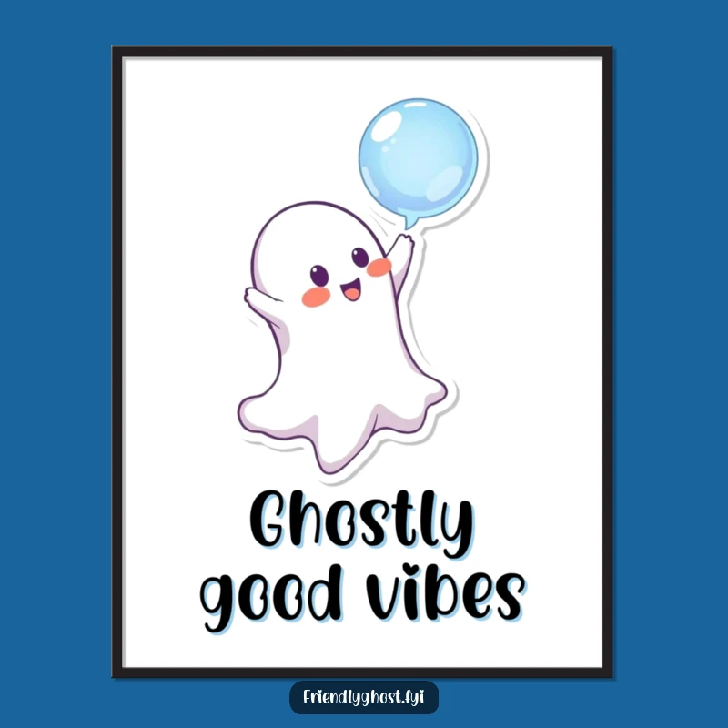 Funny Ghost Art Print - Playful Mischief Bubble Character Poster