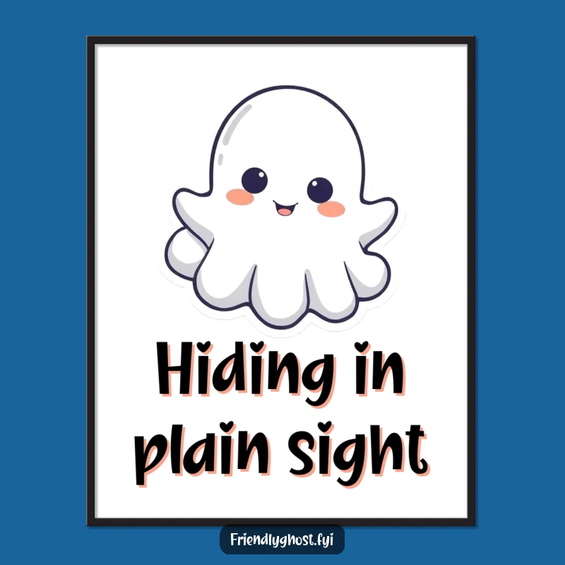 Whimsical Funny Little Ghost Cloud Peek Poster: Add Spectral Charm to Walls