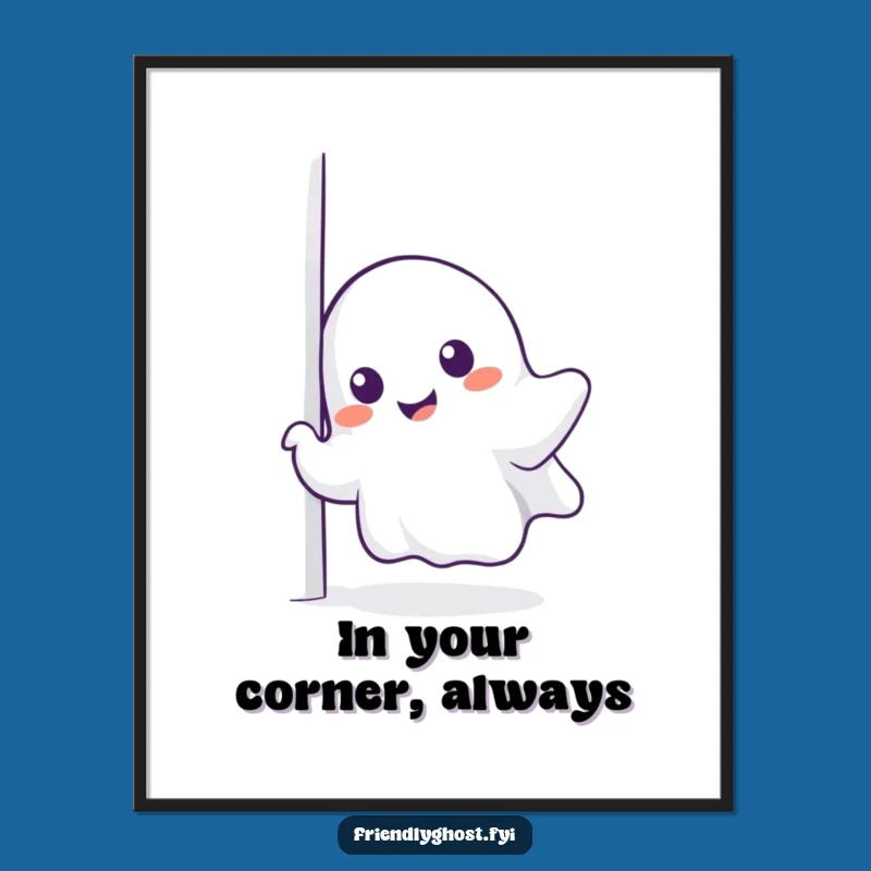 Funny Ghost Peek Poster - Charming Spooky Wall Art for Giggles