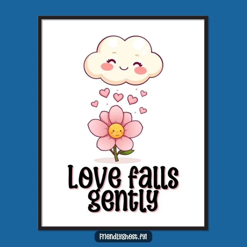 Funny Cloud Hearts Poster: Happy Weather Art, Hilarious Sweet Decor