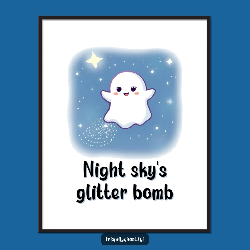Funny Sparkling Ghost Path Poster: Celestial Wall Art for Dreamers