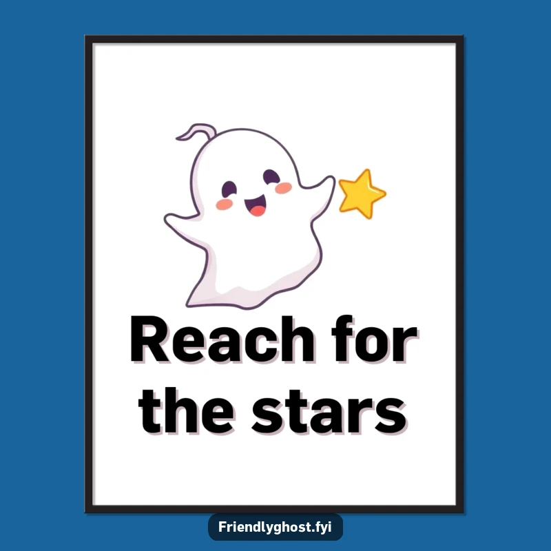 Funny Chasing Ghost Print: Delighted Star Art, Whimsical Wall Decor