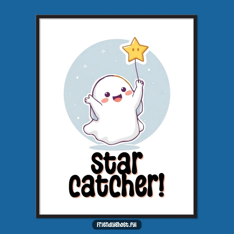 Funny Ghost Star Poster: Joyful Celestial Art for Humorous Wall Decor