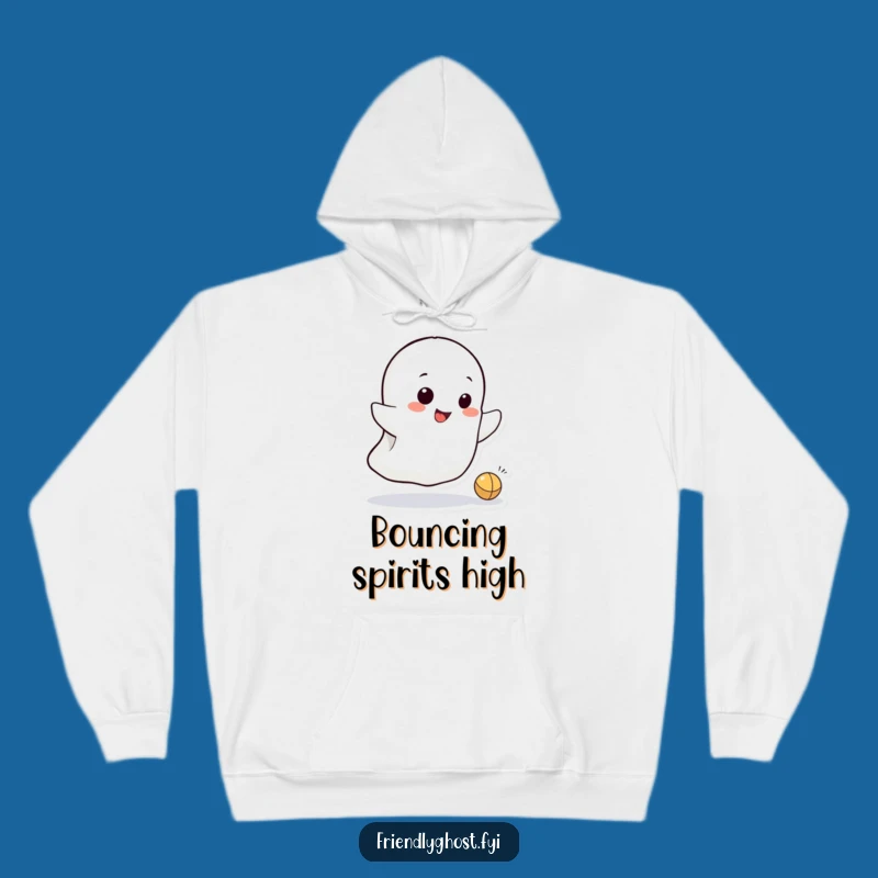 Funny Mischievous Ghost Hoodie: Playful Bounce Comfort - Cozy Spooky Gift