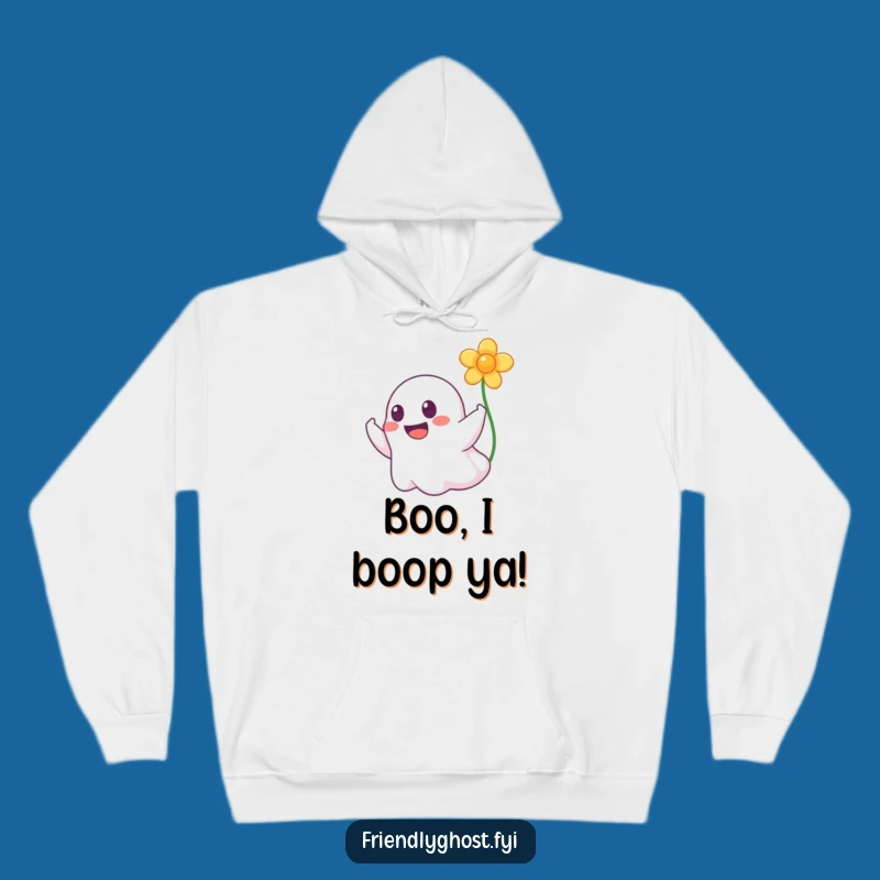 Cozy Funny Ghost Booping Flower Hoodie - Warm & Whimsical Gift
