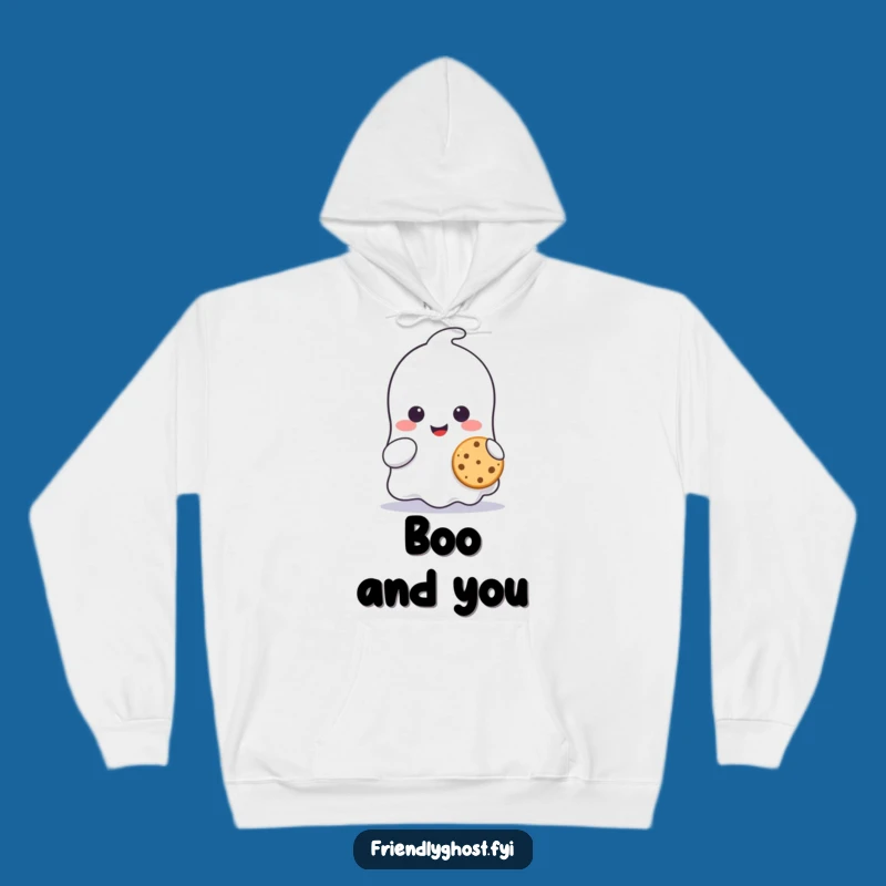 Funny Ghost Cookie Hoodie: Cute Character Sharing Treat Smile, Cozy Gift!
