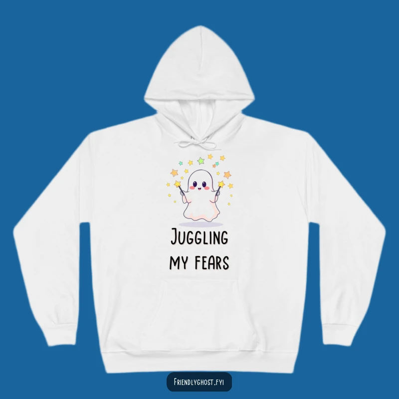 Funny Ghost Juggling Hoodie: Cozy Spooky Fun, Hilarious Starry Night Wear