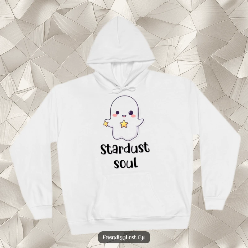 Funny ghost star hoodie with a playful character holding a tiny, sparkling star, a warm and humorous apparel gift.