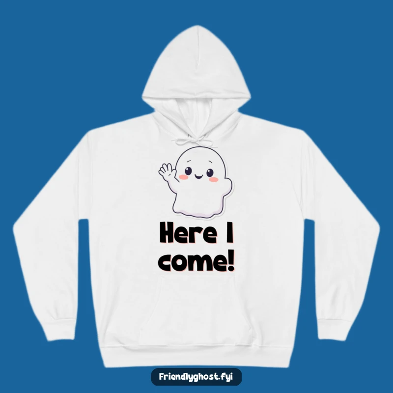 Funny Kawaii Ghost Waving Hoodie - Cozy Cute Comfort with Enthusiastic Charm Gift