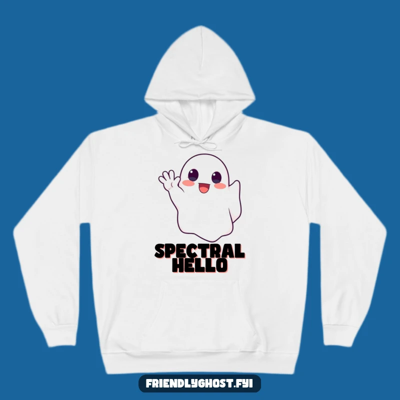 Cozy Funny Cute Ghost Waving Hoodie: Your Warm Spectral Welcome
