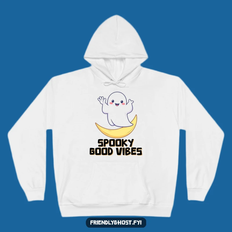 Funny Ghost Moon Wave Hoodie: Cozy Spooky Greeting Wear, Perfect Gift for Chilly Nights