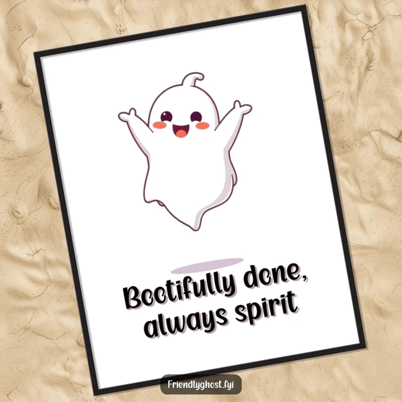 Funny Free Printable Wall Art: A joyful ghost executes a perfect, gentle somersault, adding a touch of playful whimsy.