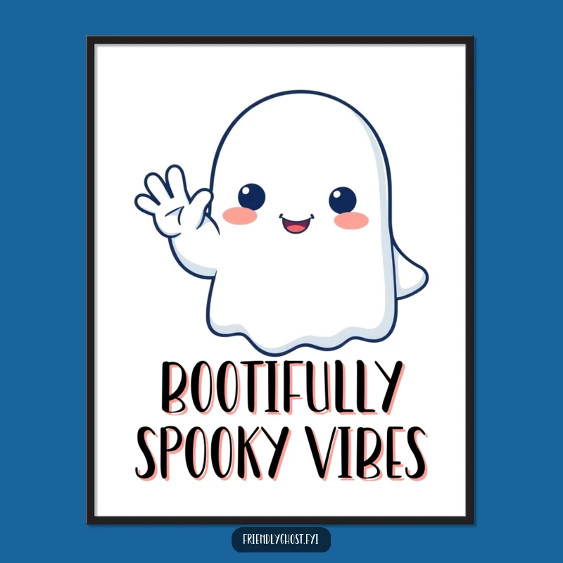Funny Free Printable Wall Art: Happy Ghost Waving Goodbye Decor