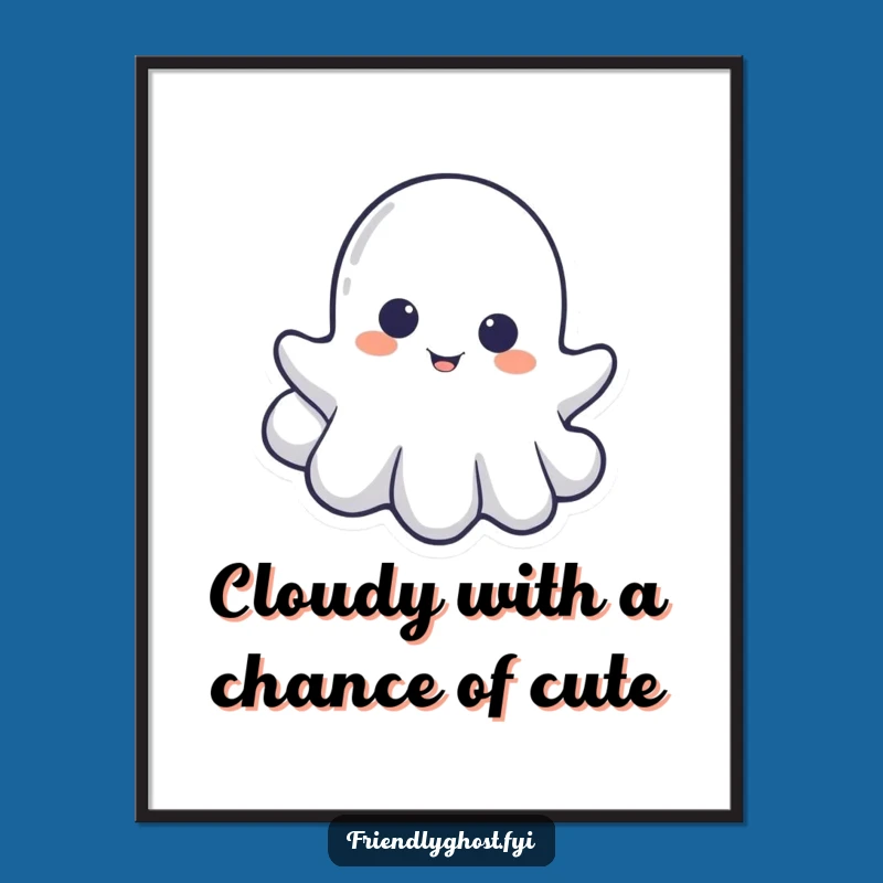 Free Printable Peek-a-Boo Ghost Wall Art - Funny Ghosty Downloadable Gift